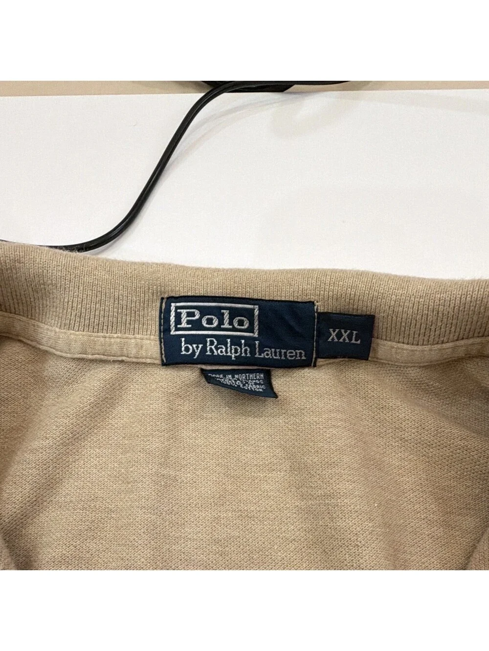 Polo Ralph Lauren Men's Polo Shirt 2XL Classic Fit Long Sleeve Beige Cotton